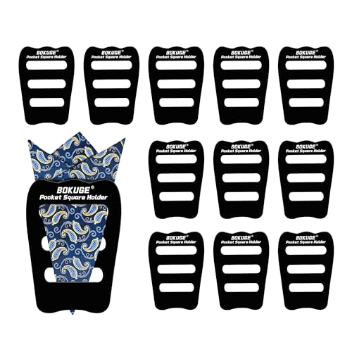 BOKUGE Pocket Square Holder,Keeps Pocket Squares for Men in Place，Fashionable Suit Accessories for Men ，Ideal for Any Occasion (Black, 12-pack)