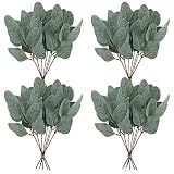 Whonline 20pcs Artificial Eucalyptus Leaves Stems Short Silver Dollar Faux Eucalyptus Branches Greenery Plants for Floral Bouquets Wedding Holiday Decor