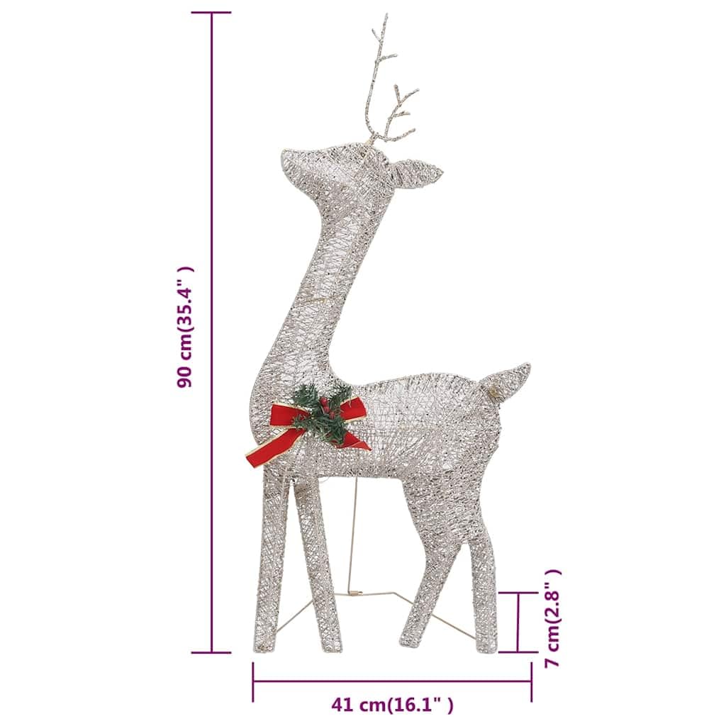 Weihnachtsdeko LED Rentiere 270x7x90 cm Golden Warmweiß mit 90 energieeffizienten LEDs für festliche Außen- und Innendekoration, wetterfestes Design, USB-Anschluss