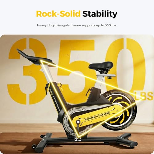 Image of Exercise Bike for Home, Under 20 dB Quiet Magnetic Stationary Bike | 350 lb capacity, fits 4'11 inch-6'2 inch, 7 resistance levels, rear flywheel, 80% pre-assembled, LCD monitor and device holder