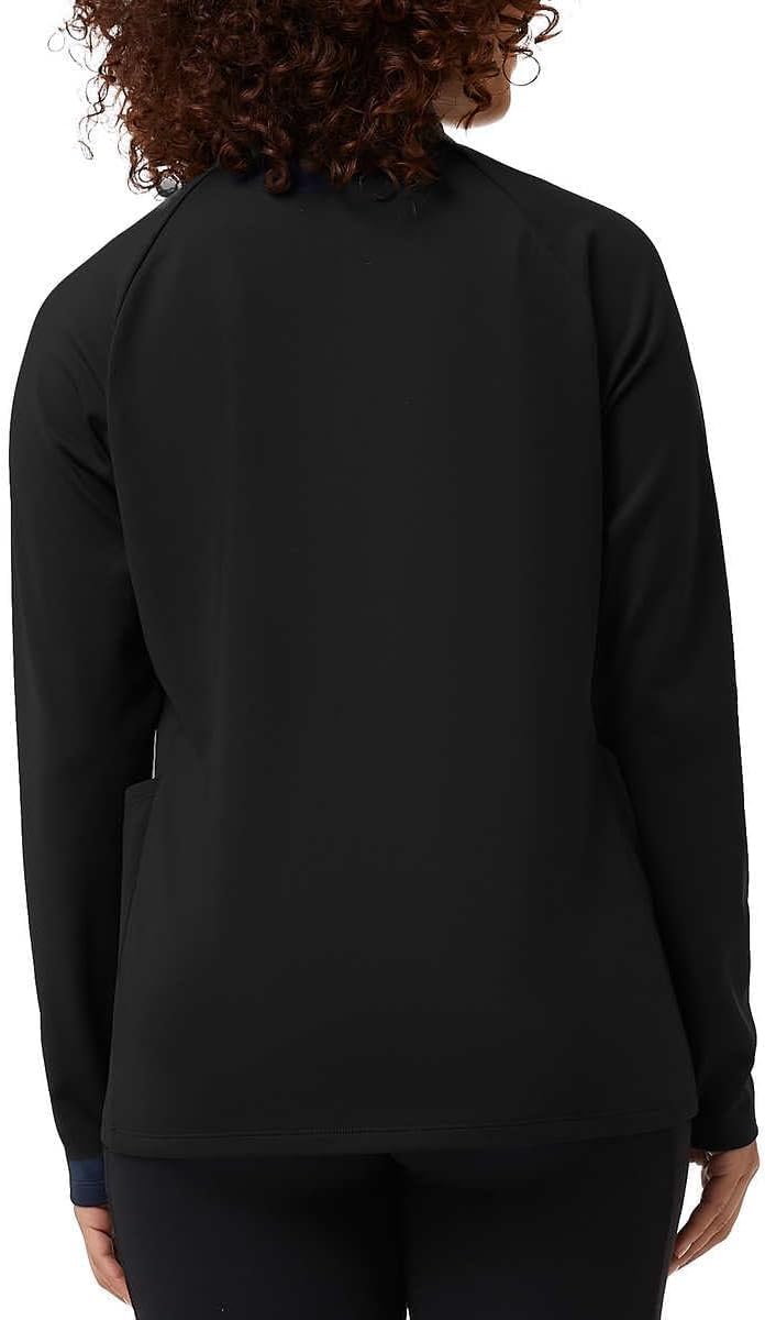 32 DEGREES Women's Mixed Media Half Zip Pullover Jacket, Black - Image 3