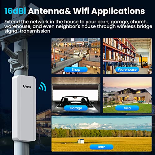 Image of Gigabit Wireless Bridge, UeeVii CPE850 5.8GHz Point to Point /Multipoint WiFi Bridge, 5KM Long Range Outdoor WiFi CPE with 16dBi Antenna, 24V PoE Power, Extend Network to Barns, Shops, Garages