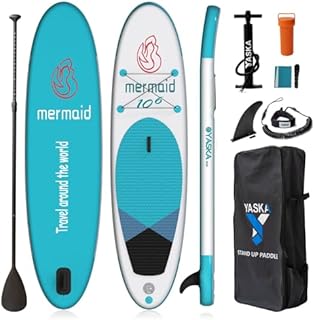 10.6ft Inflatable Stand Up Paddle Board- SUP Board for All Skill Levels with SUP Accessories & Fiberglass Paddle,Fin, Leash, Double Action Pump and ISUP Travel Backpack for Youth & Adult