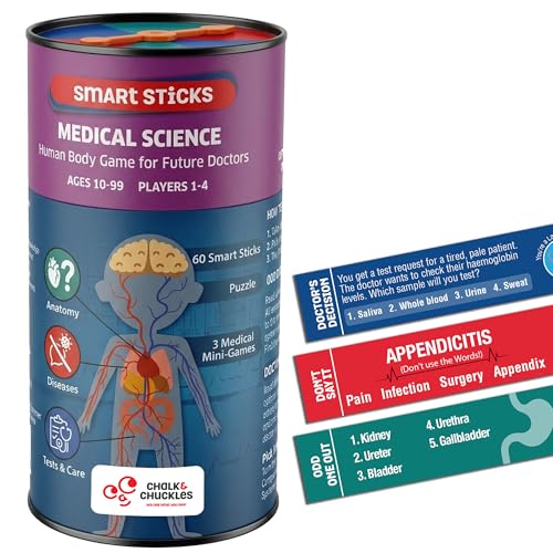 Image of Chalk & Chuckles Smart Sticks Medical Science - Human Body Puzzle Game for Future Doctors, STEM Biology Learning Toy for Kids 10+, Educational Gift for Teens-Boys, Girls 7-14 Years