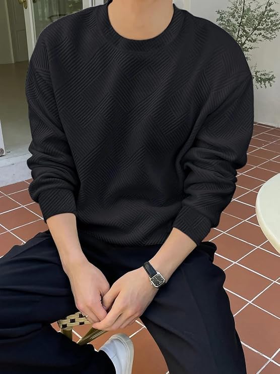 Image of GRECIILOOKS Men's Polycotton Regular Fit Solid Plain Casual T Shirt Stylish | Oversized Fit Full Sleeve T Shirt (Available in Plus Size)