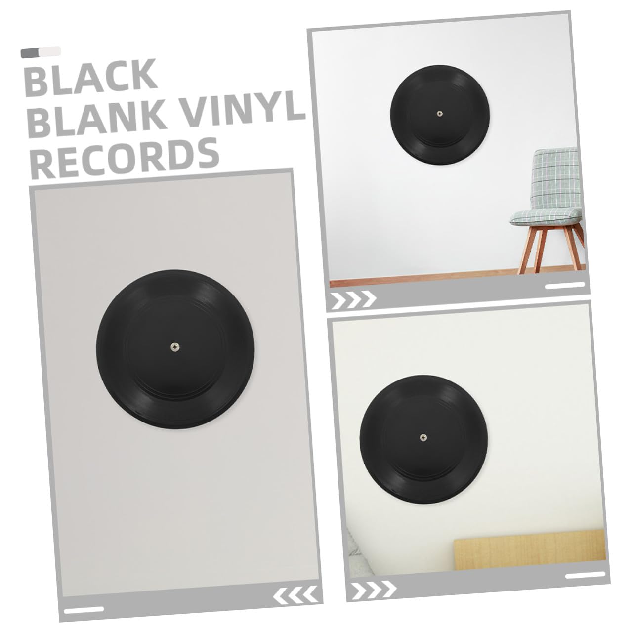 POPETPOP Dischi Esposizione Artistica da Parete in Plastica in Vinile Decorativi da 12 Pollici Neri Set 10 Pezzi per Arredamento Indie e Studio Musicale per Decorazioni Retrò Camera