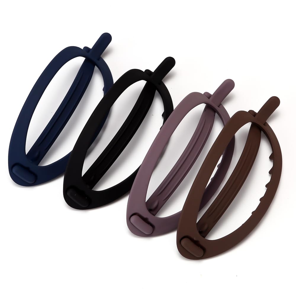 LONEEDY 4 Pcs Plastic Hair Clips,Matte No Metal Hair Claw