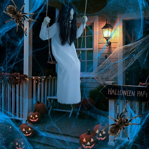 Halloween Decorations Outdoor Indoor Haunted Swinging Girl, Scary Ghost on Swing for Yard Porch, Creepy Motion Easy to Hang - Image 7