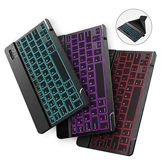 Nulaxy Backlit Bluetooth Keyboard with Detachable Leather Cover, Built-in Rechargeable Battery, Slim Portable Quiet Keyboard for iPad Apple iPhone Tablets -KM12 Black