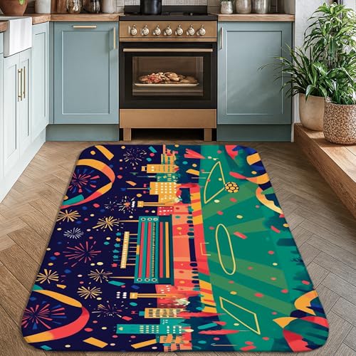 Tapis paysage urbain pour salon et bureau au motif terrain de football festif