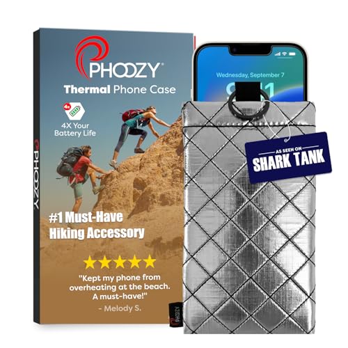 PHOOZY Apollo II Thermal Phone Case with NASA-Derived Technology - Extends Battery Life 4X in Hot or Cold Weather - Military Grade 8-Foot Drop Protection Insulated Pouch - Large Silver