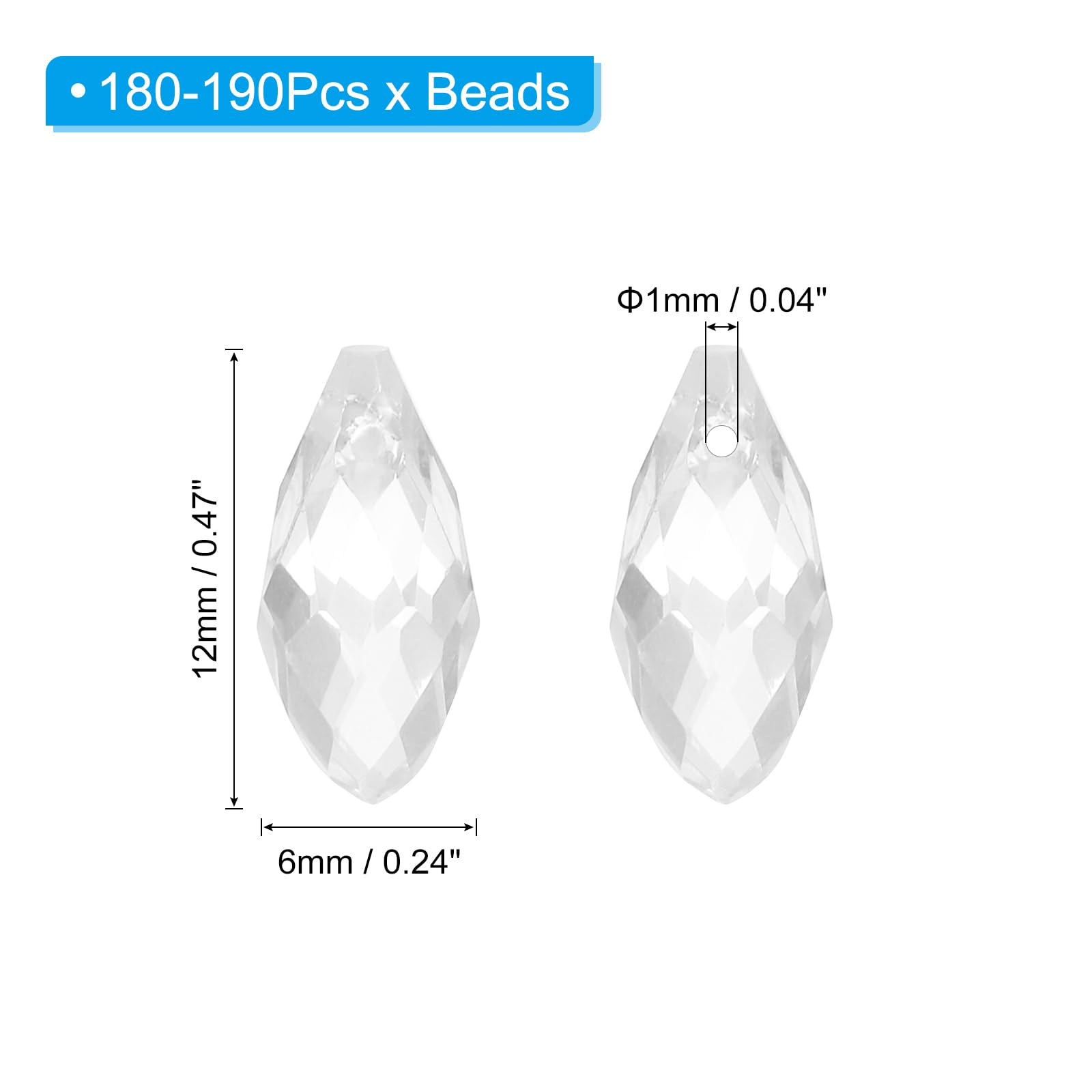 PATIKIL 2 Strands 180-190Pcs Teardrop Crystal Beads - Image 2
