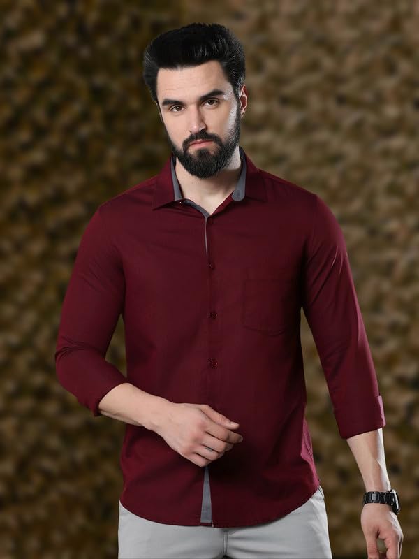 Image of Pinkmint Men's Solid Shirt | Soft Cotton Blend | Casual Shirt | Plain | Full Sleeve - Regular Fit (Combo Pack of 3 | Available in Plus Size)
