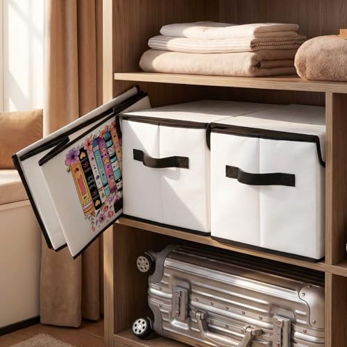 Image of Stackable Storage Bins with Lids,Closet Organizers Fabric Box for Home and Office,Blanket Clothes Organizers,Under Bed Storage Containers 3 Pack