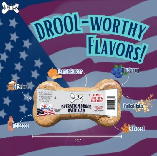 Lazy Dog Cookie Co. Buy a Bone Help Give a Dog a Home, Grain-Free Natural Chews for All Breeds, Long-Lasting Healthy Treats for Dogs of All Ages - Peanut Butter and Blueberry - Pack of 15 (PBB)