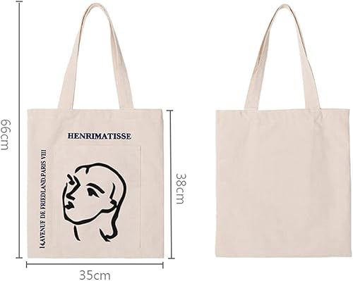 Miniatura 3 de Bolsa de lona para mujer y niña bolsa de hombro escolar con cremallera para trabajo playa almuerzo viajes y compras bolsa de comestibles Campana de