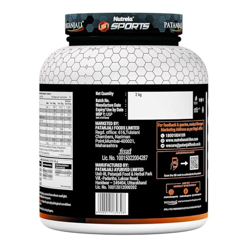 Image of NUTRELA Sports Patanjali Whey Protein Isolate 2kg, Irish Chocolate and Shilajit 10 Caps
