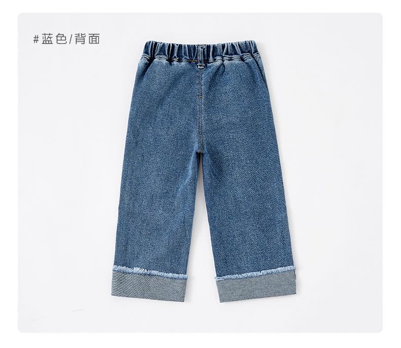 Girls Jeans Stretch Elastic Waistband Pockets Ripped Printed Straight Leg Fashion Breathable Outdoor Casual Pants3