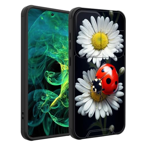 smauncucn for Galaxy S25 Plus Case with Slide Camera Cover,Heavy Duty Dual Layer Hybrid Shock Proof Protective Rugged Bumper Case for Samsung Galaxy S25 Plus 6.7" 2025,Ladybug on Daisy Flower