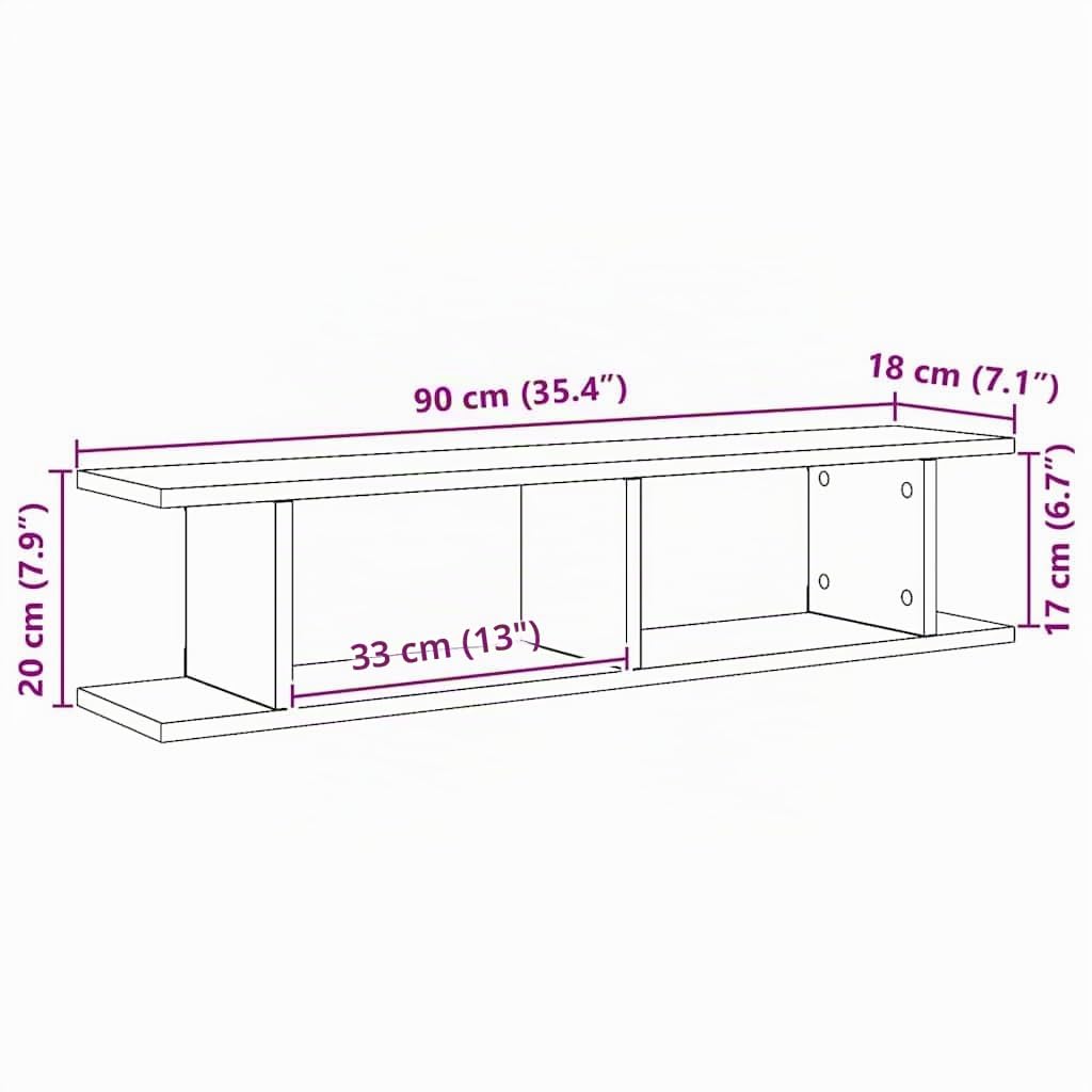 vidaXL Étagères murales 2 pcs chêne Artisanal 90x18x20 cm, étagère Flottante, étagère de buanderie, étagère pour CD, étagère Murale d'exposition