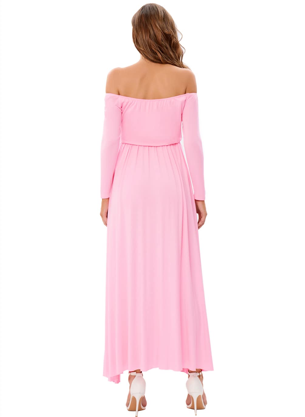 CFWSHJ Abito Lungo Premaman con Spalle Scoperte per Servizio Fotografico Baby Shower Abito Casual a Maniche Lunghe per Gravidanza