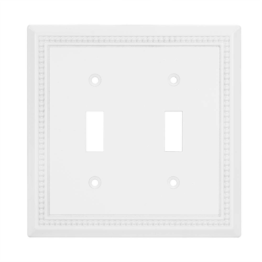 Henne Bery Sunken Pearls Heavy Duty Decorative Wall Plate Switch Plate Outlet Cover (Double Toggle, White)