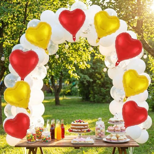 Image of 12 Pcs Colorful Heart Balloons,18 Inch Heart Foil Balloons Love Balloon Valentine Balloon for Birthday Party Wedding Engagement Party Baby Shower Valentine Day Decorations