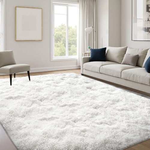 JOYARR Rugs Living Room Cream White Area Carpet Soft Fluffy Washable Shaggy Anti Slip Modern Decor Mat for Bedroom Kids Nursery Room 120x170 cm
