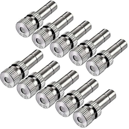 ATOPLEE 10pcs latón bajo presión de nebulización boquillas de enfriamiento sistema de humidificación pulverizador (0,5 mm)