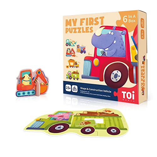 Image of TOI 6 Packs Large Piece Jigsaw Puzzles for Kids Ages 3-5 - Vehicle | My First Puzzle, Animal Shaped Floor Puzzles for Beginner, Preschool Learning Game, Educational Activity for Boys Girls Gift