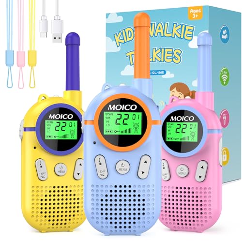 MOICO Toys for 3-12 Year Old Boys Girls,Rechargeable Long Range Walkie Talkies for Kids with 22 Channels,3 4 5 6 7 8 Year Old Kids Gift, Perfect for Outdoor Camping,Hiking,Christmas and Birthday