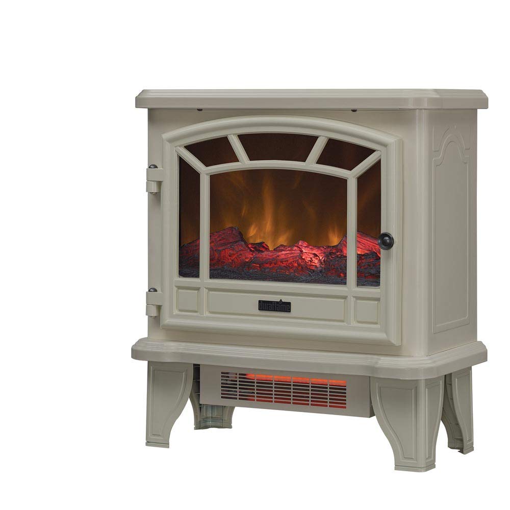 Duraflame Electric Fireplace Stove 1500 Watt Infrared Heater with Flickering Flame Effects - Cream