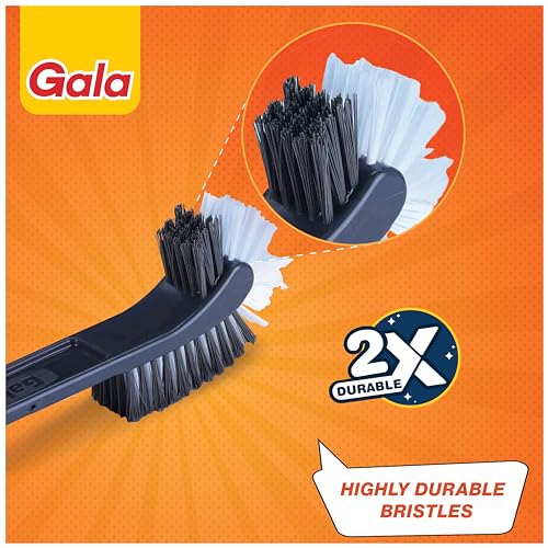 Gala Double Hockey Shape Toilet Cleaner Brush with Holder Stand, Toilet Cleaning Brush for Western and Indian Toilet, Bathroom Brush for Toilet Cleaning (Gray,Pack of 1) (Image - 4)
