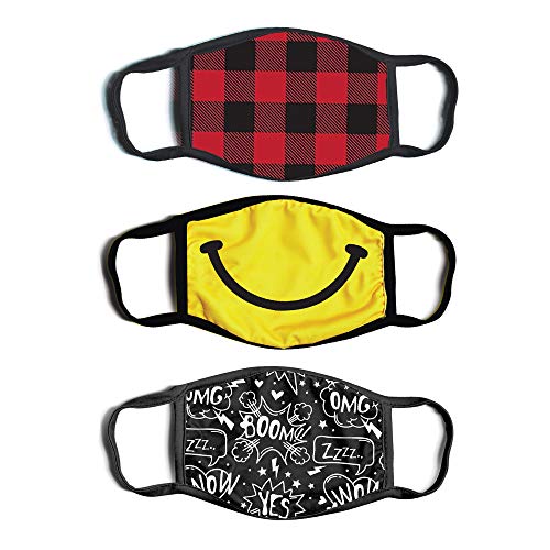Abg Accessories Boys' 3-Pack Fashionable Protection, Reusable Fabric Face Age 3-7 Masks For Kids, Smile Design, 3 Count (Pack Of 1) #TOP3