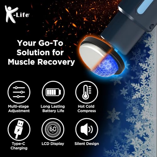 Image of K-life TruRelief Massage Gun For Full Body Neck, Shoulder, Back, Foot Handheld Machine Deep Tissue Muscle Massager Relaxation Pain Relief with Hot & Cold Therapy