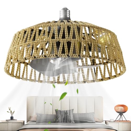 Genérico Ceiling Fans with Lights | 28cm Quiet Blower with Remote Control,3 Speed Dimmable LED Ceiling Fan   for Bedroom Kitchen Nursery Farmhouse Indoor Living Room