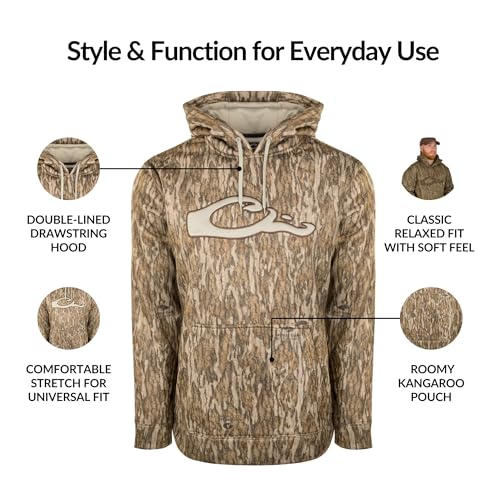 Image of Drake Waterfowl MST Performance Camouflage Hoodie, Double-Lined Hood, Cotton /Poly Blend, and Kangaroo Pouch for Comfort