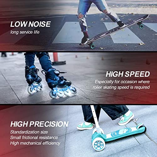 Kveni 𝗦𝗸𝗮𝘁𝗲𝗯𝗼𝗮𝗿𝗱 𝗕𝗲𝗮𝗿𝗶𝗻𝗴𝘀 With Built In Spacers - Titanium Coated Longboard Bearings, Skate Bearing 608Rs Abec-9 For Skateboard, Longboard, Quad Skate (Pack Of 8) #TOP5