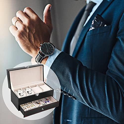 Watch Boxes 4 Slot Watch Storage Box Watch Display Case Watch Holder for Men Watch Stand Storage with Removable Watch Pillows Jewellery Box for Women Jewelry Collection Case for Bracelet Rings Brooch