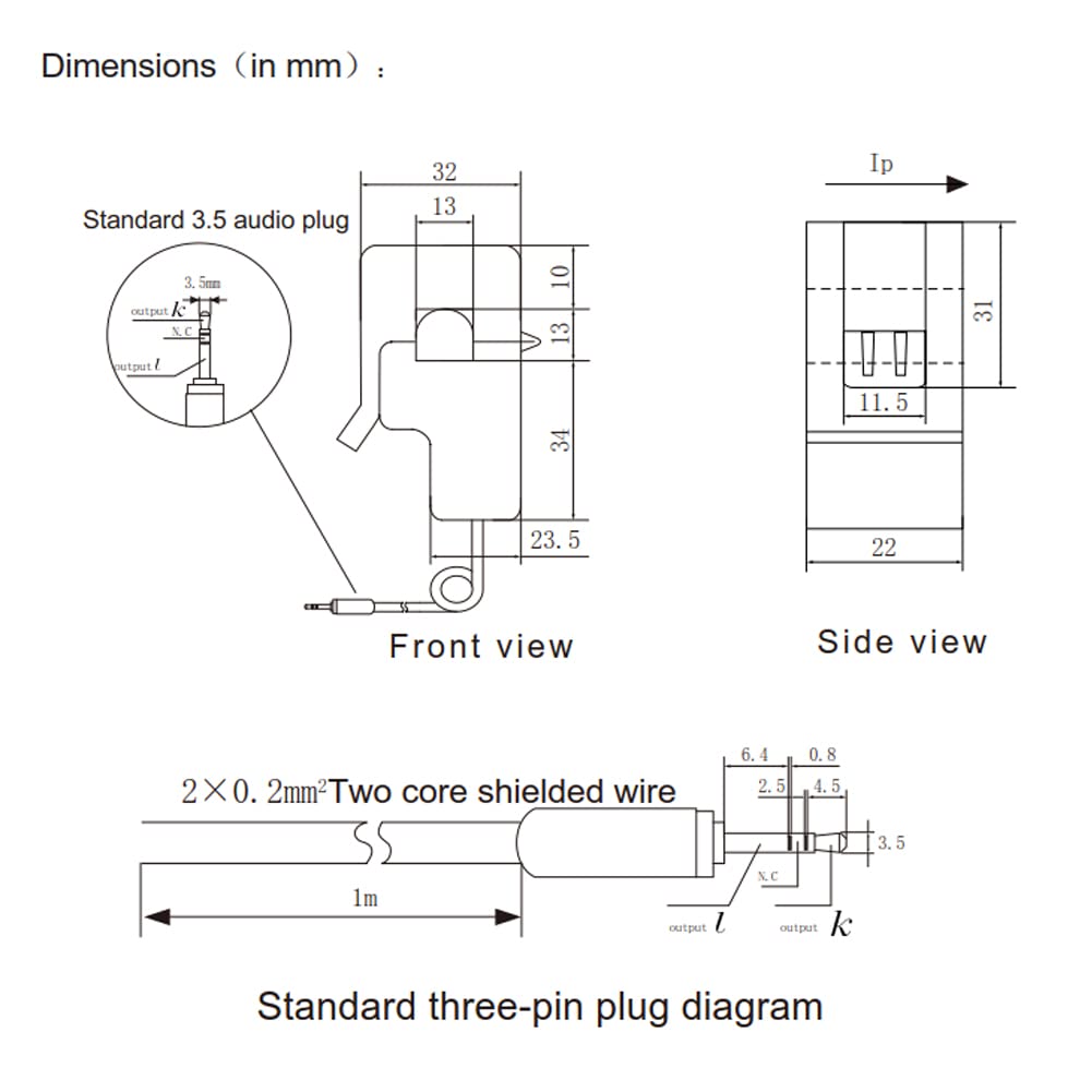 4PCS SCT-013-030 30A Non-invasive Split Core Current Transformer Sensor SCT013 (30A 1V)