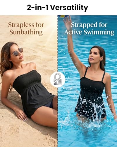 Image of Tankini Swim Tops for Women - Bathing Suit Top No Bottom 2025 Bandeau Swimsuit Tops