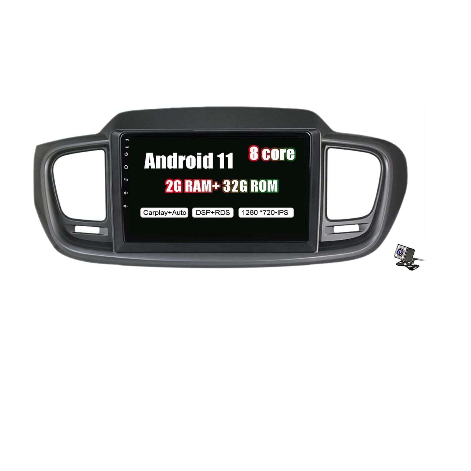 Autoradio double din CarPlay avec caméra de recul 9'' pour KIA Sorento UM 2015 2016 2017 RDS