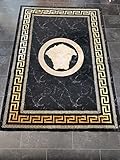 Tamaño: 160 x 230 cm Alfombra exclusiva de salón Medusa, color negro y dorado, estilo vintage, alfombra meandro carpet versa, rectángulo, 160 x 230 cm, 10 kg, novedad, 100 % rayón viscosa