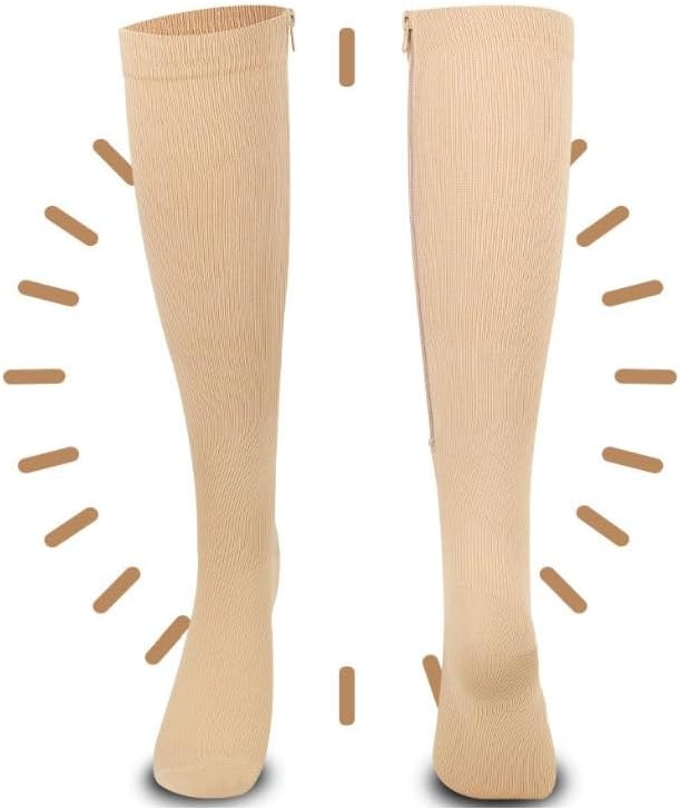 Sports Zipper Socks Pressure Elastic Long Leg Calf