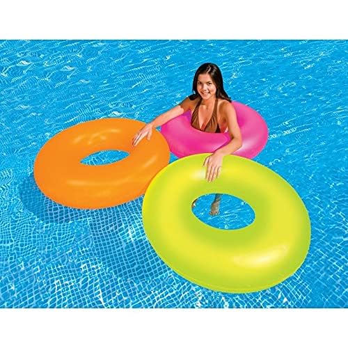 Image of Inflatable Swimming Float Rings for Summer Fun |Swim Tube for Kids & Adult|Circle Float Swim Tube for Pool Party, Lake, Beach| Outdoor Water Safety Floater (NEON Frost Pack of 3)