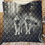 ENEN Colcha Acolchada Fina Suave Cubrecama Rellenos Finos Toda Temporada Edredón Estampada Colchas Bouti Cama 90/135/150, Manta Sofa para Niños Adultos (Lobo Gris,96x114cm)