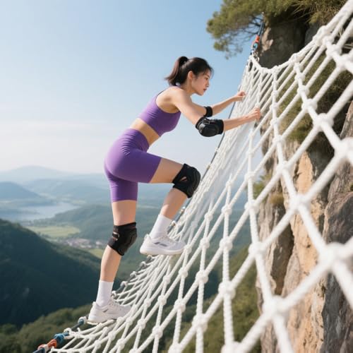 HSXMY Outdoor Climbing Net for Kids - Multi-Purpose Rope Cargo Ladder,Durable Playground Net - Safety Netting for Treehouse Swingset,Polyester Material,3.3x22.97ft