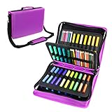 YOUSHARES Colored Pencil & Gel Pen Case in Large Flexible Slot - PU Leather Colored Pencil Case with Zipper Holds 180 Colored Pencils or 140 Gel Pens - for Watercolor Pencils, Gel Pens（Purple）