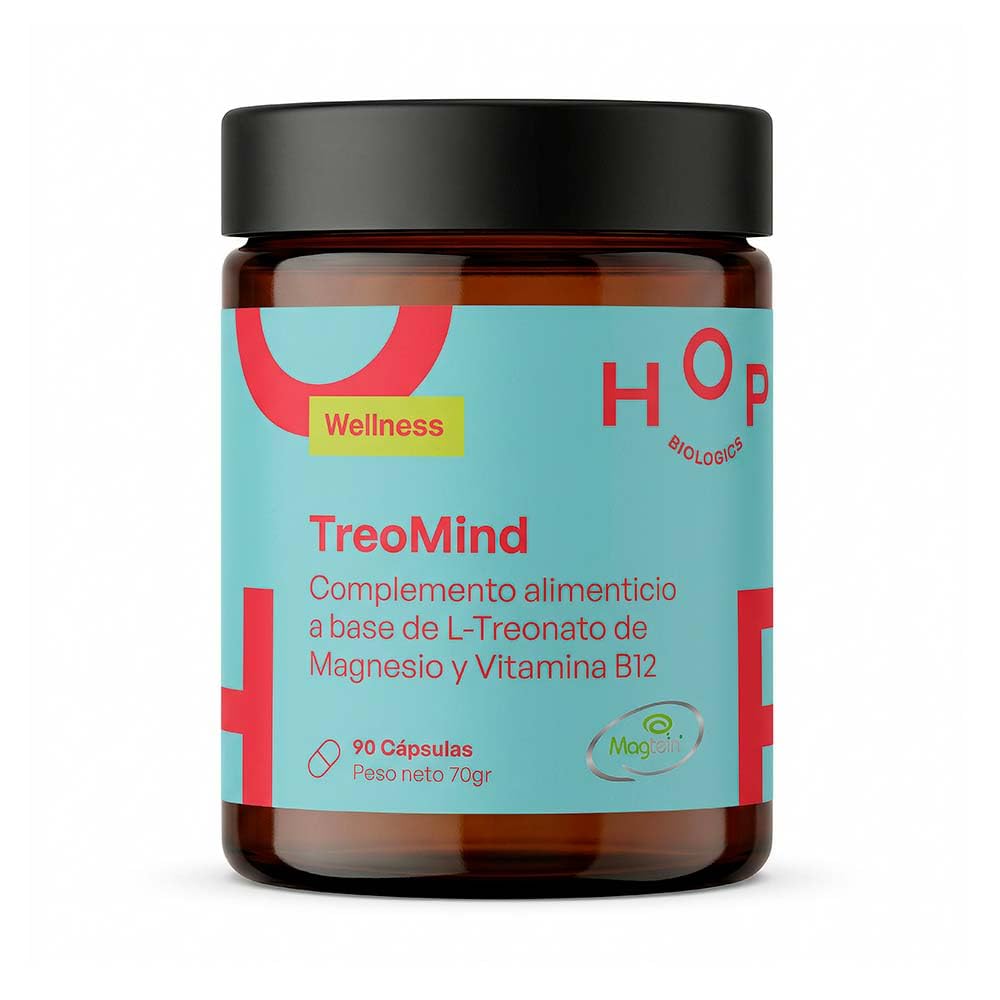 TreoMind L-Treonato de Magnesio con Vitamina B12, 2000mg, Suplemento Vegano, 90 Cápsulas