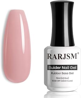 RARJSM Rubber Base Coat Gel Polish Nude Jelly Pink Skin Tone Rubber Base Gel for Nails Natural Nude Color French Manicure Extend Gel Soak Off Curing Requires Single Bottle 15ml Salon Home DIY Use